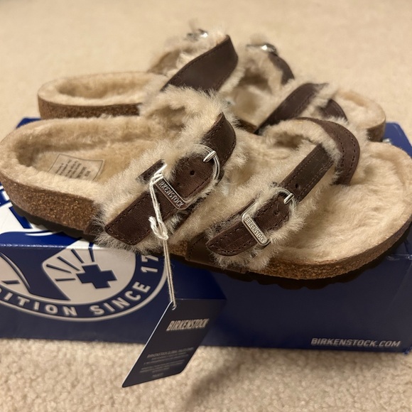 Birkenstock Mayari Shearling Sandals Brown Size 36 Regular Width - Picture 4 of 8